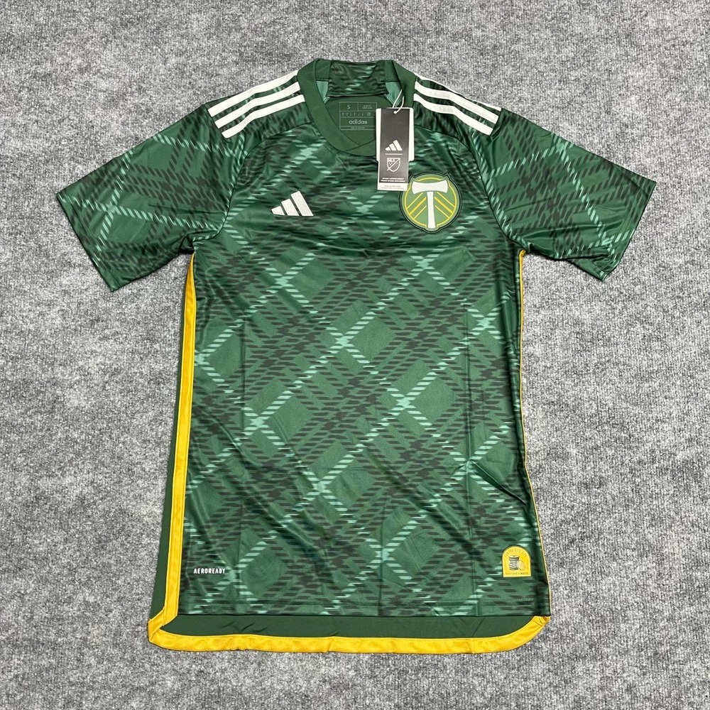 Portland Timbers Jersey Mens Small Green Gold Home Kit Adidas MLS Soccer NEW